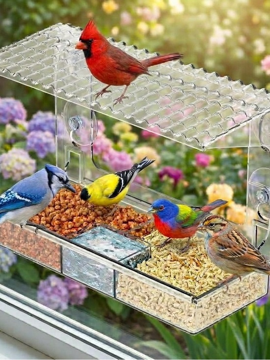 Other - Clear Window-Mount Bird Feeder Tray - Transparent
